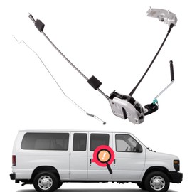 GrteRokky Door Latch Assembly w/cable Rod compatible for 1992-2014 Ford E150 E250 E350 Right Hinged Side(Right 60%) door Replaces 6C2Z-15431A02-AA, 8C2Z-15431A02-C