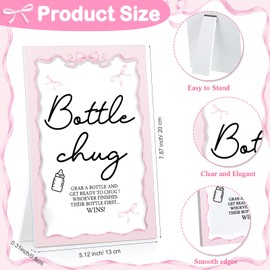 Roowest Bottle Chug Baby Shower Games Favors, Pink, Bow