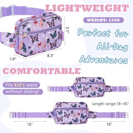 WOOMADA Fanny Pack, Crossbody Bag Waist Bag with Adjustable Waistband, Cute Belt Bag for Gifts(Purple Butterfly)