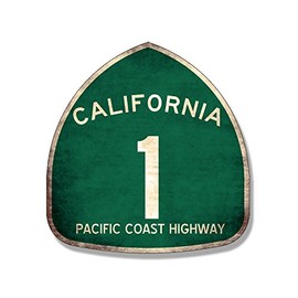 Vintage Pacific Coast Highway 1 Sign Shaped Sticker (PCH California Route (3 inch)