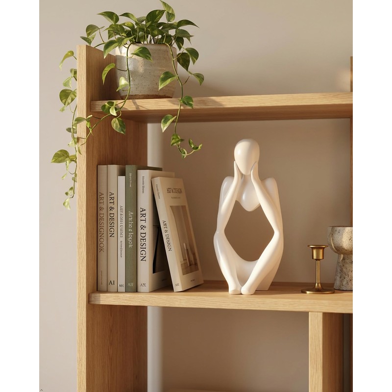 Thinker Abstract Sculpture,White Faceless Figurine Bookshelf Decor