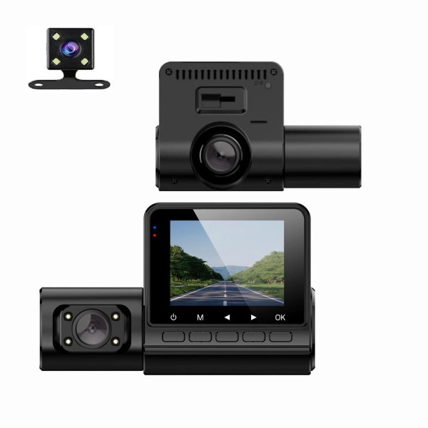 Fosenhl 3 Channel 1080P Dash Cam Camera Front and Rear