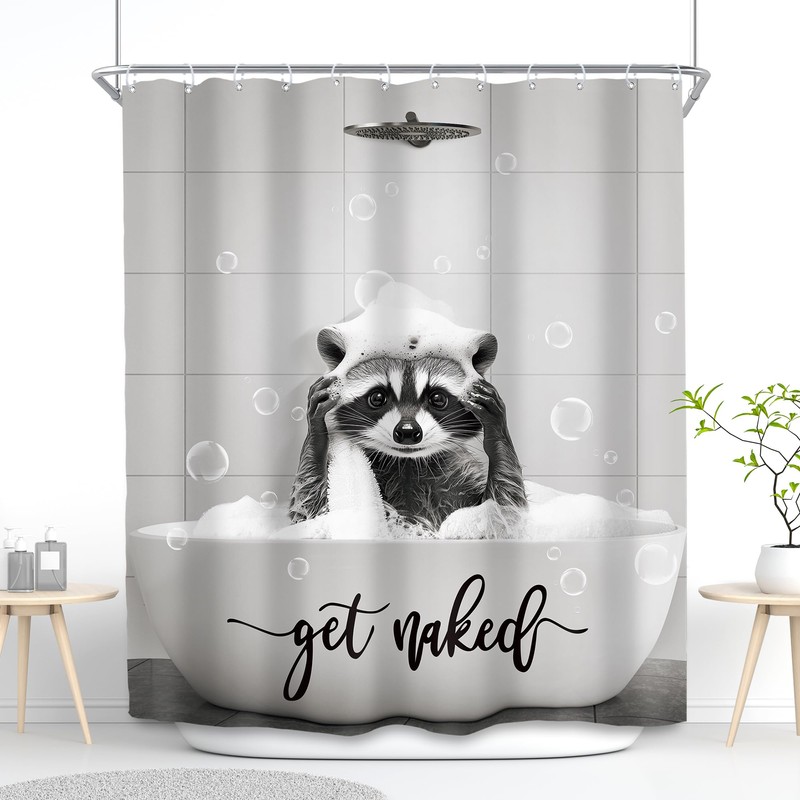 SVBright Funny Raccoon Shower Curtain 60Wx72L Inch Cute Kids Fun