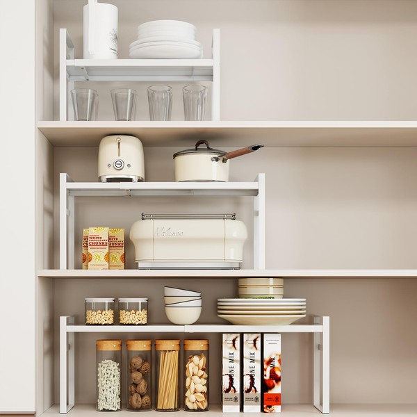WOCHUANGSI Kitchen Cabinet Organizer Expandable Metal Pantry Tall Storage Height