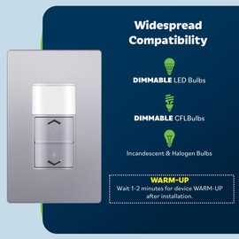 TOPGREENER Motion Sensor Light Switch Dimmer, Electronic Dimmer with PIR Motion Sensor, Occupancy & Vacancy Modes, 150W LED/CFL, Single-Pole, UL Listed, TDODS5-120-SV, Sliver…