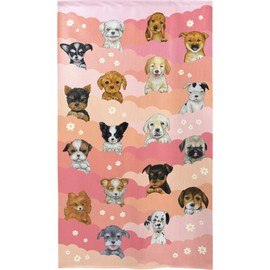 Noren 91199 18 Dogs, Pink and Flowers, Approx. 33.5 x 59.1 inches (85 x 150 cm)