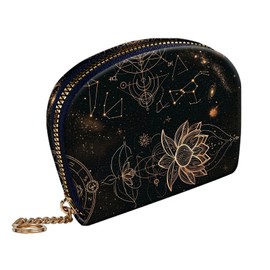 EFGWSDER RFID Blocking Credit Card Holder Wallet for Women Men, Zipper Card Case with Keychain, Compact Small Wallet for Cards Cash ID,Magic Lotus Floral