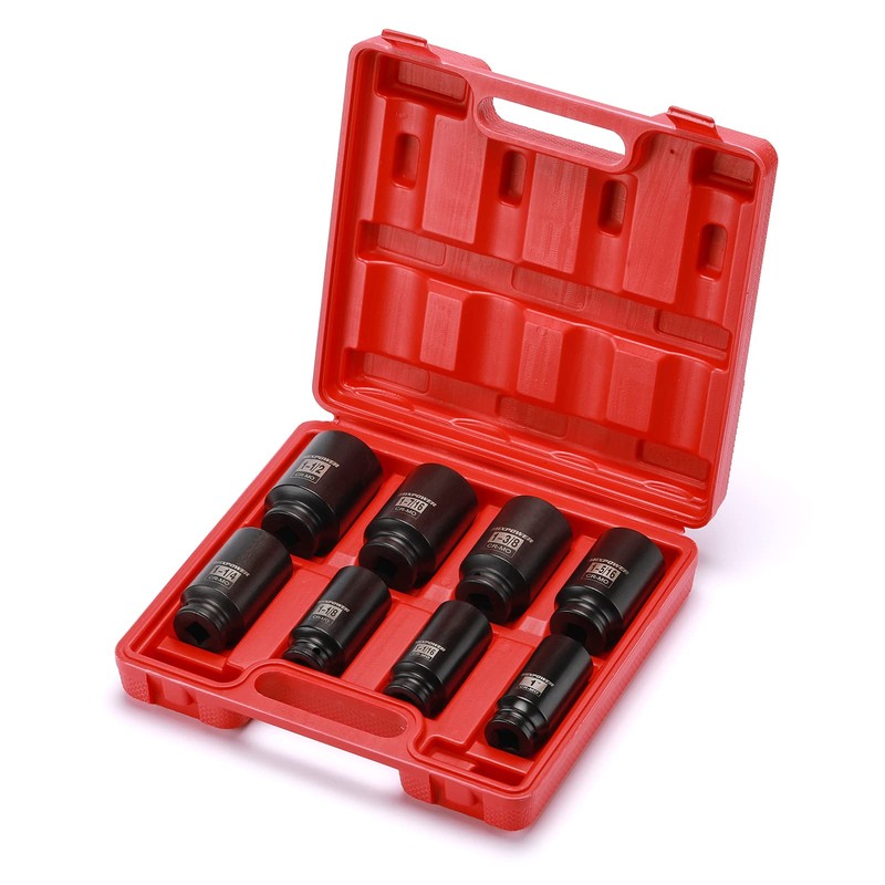 MIXPOWER 8 Pieces 1/2-Inch Drive Deep Impact Socket Set, CR-MO,
