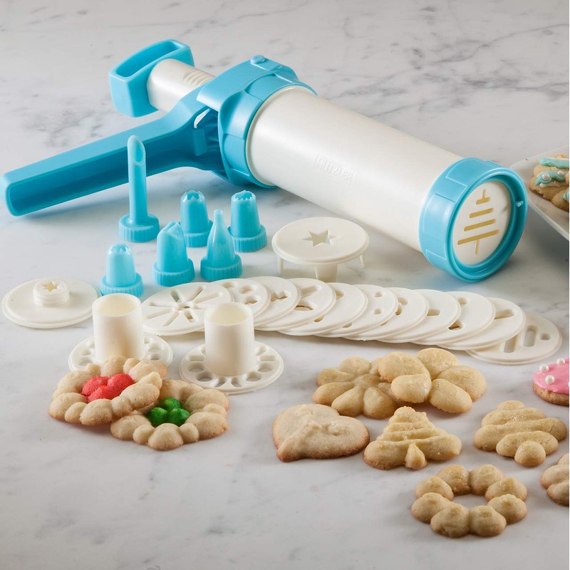 Hutzler 23pc Easy Action Cookie Press and Food Decorator Set