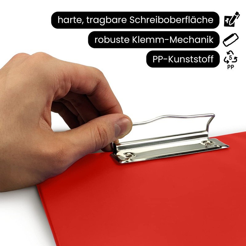 Netuno Clipboard A4 with Clip Red Writing Board Metal Clip