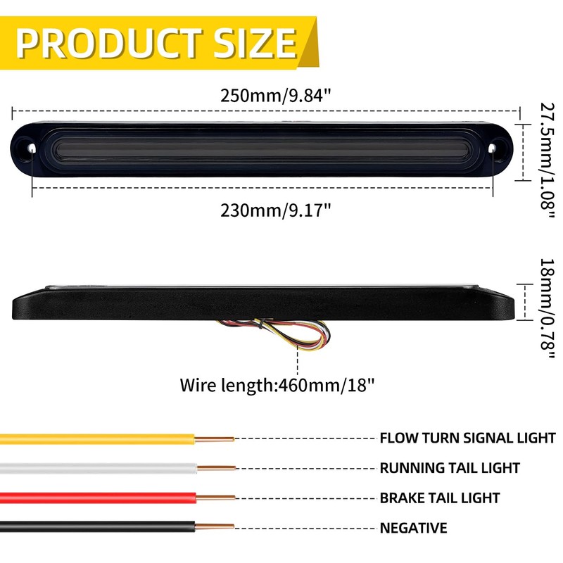 FXC 2 Pack 10" LED Trailer Tail Light Bar Brake