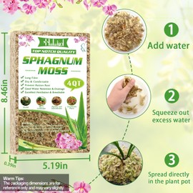 Halatool 3.6OZ Premium Sphagnum Moss for Indoor Plants, 4 QT Orchid Moss Potting Mix - Natural Sphagnum Moss for Succulents, Carnivorous(Sarracenia), Monstera, Terrarium Substrate & Reptile Habitats