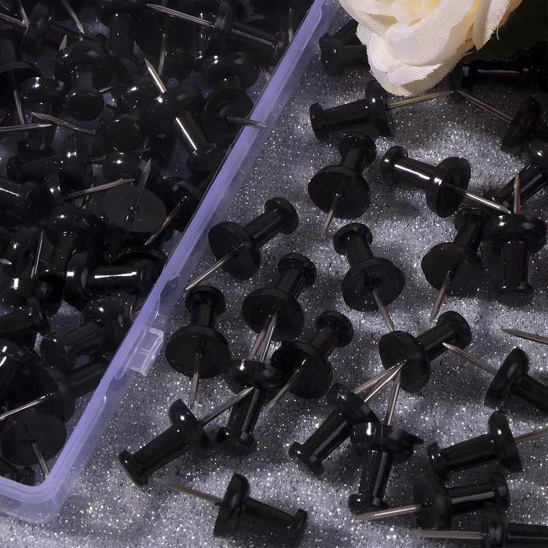 VAPKER Push Pins 120Pcs Solid Black Thumb Tacks Larger Size