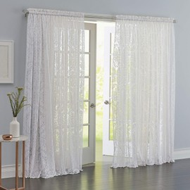 BrylaneHome Vintage Lace Rod-Pocket Panel Curtain Window Drape - 56I W 72I L, Blush