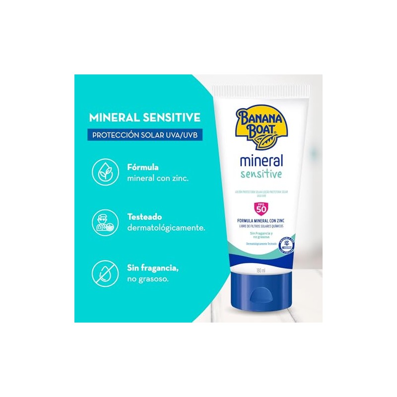 Banana Boat, Protector Solar Mineral Sensitive 50 FPS 180 ml