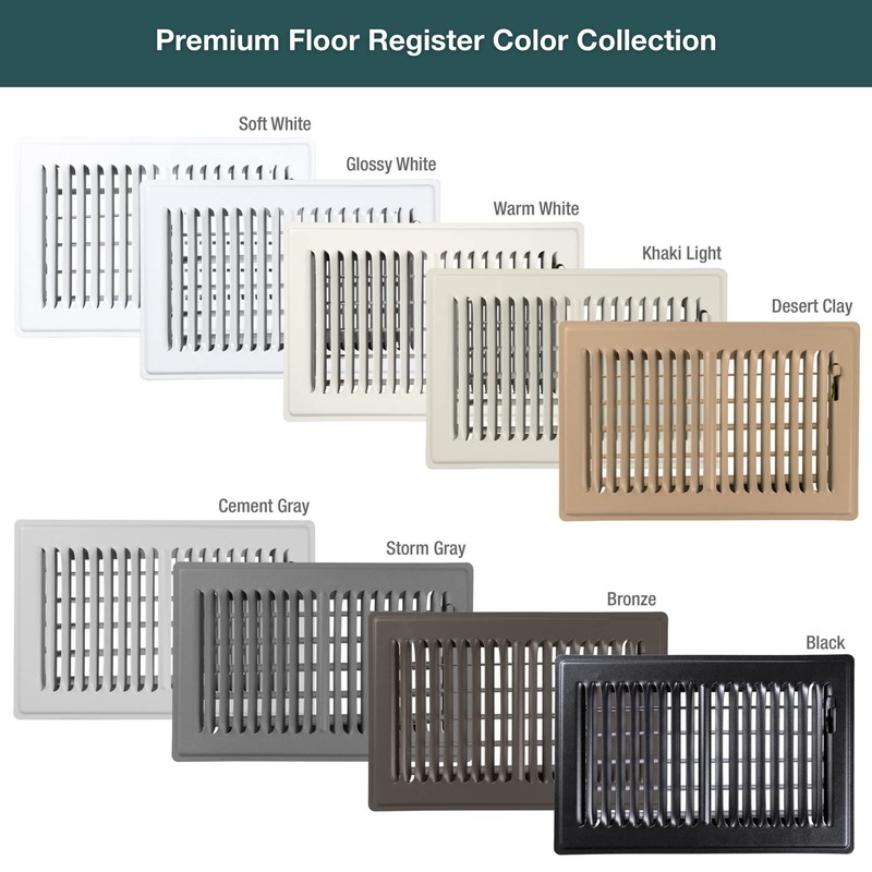 Shoemaker Manufacturing, Storm Gray, 4x10, Premium Floor Register, All Steel