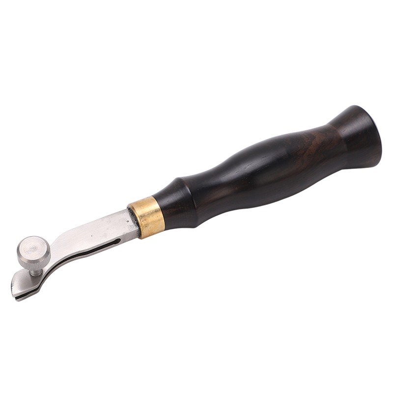 Leather Creaser 0.5mm Regulable Screw Ebony Handle Arc Design Stainless