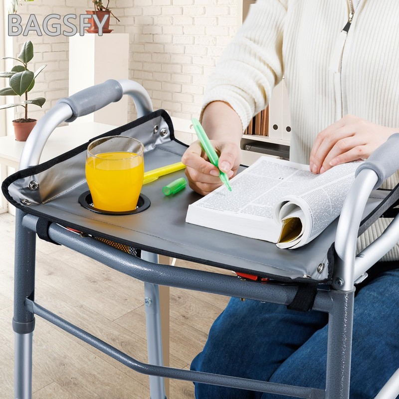 BAGSFY Walker Tray with Cup Holder – Hard Top Walker