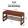 Shoe Rack Bench with Leather Cushion,2 Tiers Shoe Bench with