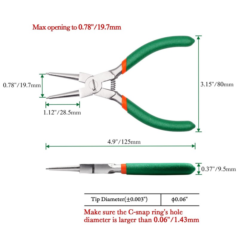 SPEEDWOX Snap Ring Pliers 5-Inch Internal Circlip Pliers Precision Cir-Clip