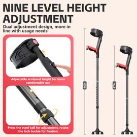 Foldable Forearm Crutches for Adults Ergonomic Handgrips Quad Base