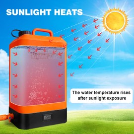 AZXJC 4.5 gallon/16L Silicone Water Tank,Portable Outdoor Shower,Electric Shower,8 Types of Multifunctional Shower Heads,Using Solar Heating Temperature Display,Suitable for Camping,Beach,and Hiking
