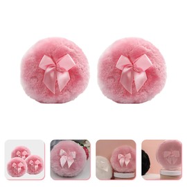 Minkissy Gentle Cotton Powder Puff Large Fluffy Makeup Pads Ideal for Body Face Cute Bowknot Design 2 Pack