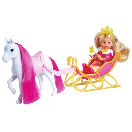 Simba 105733701 Evi Love Princess Ride Toy Doll with Winter Sledge and Horse, Princess Accessories, 12 cm, from 3 Years