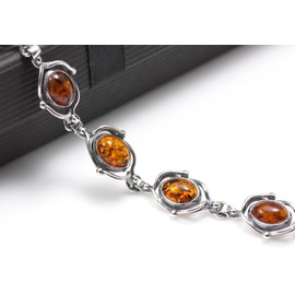 LIGURIUS NATURAL BALTIC AMBER STERLING SILVER 925 JEWELLERY Gemstone BRACELET Jewellery For Woman