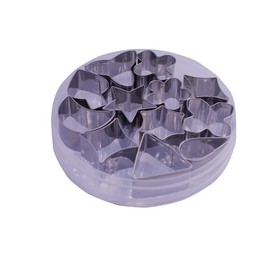 Mini Assorted Shape Cookie Cutter Set, from 1.2” to 1.6” - 12 Piece - Stainless Steel