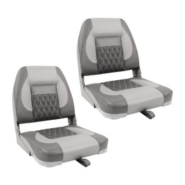 Deckpro Economy Low Back Boat Seat, Fold-Down Fishing Boat Seat Gray/Charcoal (2 Seats)