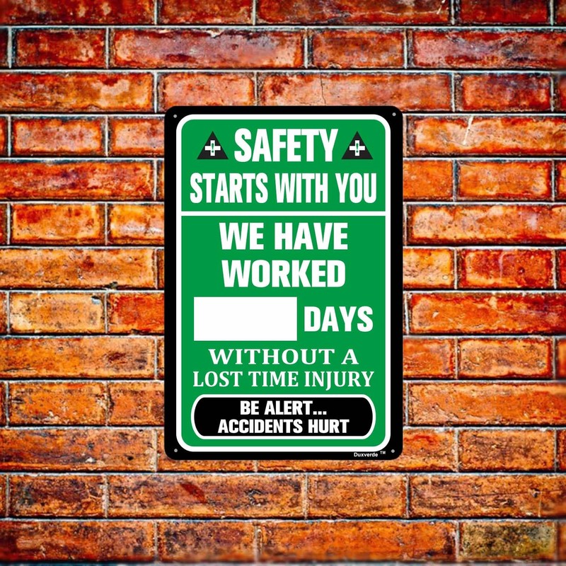 Safety Starts with You Sign, Write-A-Day Safety Scoreboard, 8"x12" Aluminum
