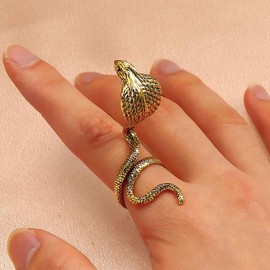 Inilbran Boho Snake Finger Ring Vintage Serpent Wrap Open Ring Gold Cobra Open Knuckle Ring Punk Serpent Cobra Staking Ring Jewelry for Women and Girls