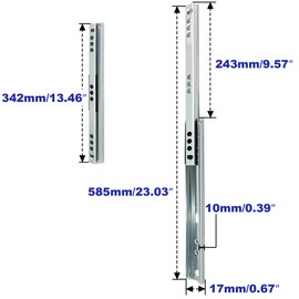 LEPEVNEY 13.5 Inch Drawer Slides Runners Metal Ball Bearing Drawer Runner Draw for Replacement Two Way Drawing Slide Track Rail 17mm Wide x 342mm Length 1 Pair (0.7" Wide)