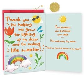 MOROLURU Cute Thank You Card for Teacher, Funny Teacher Appreciation Card Gifts for Men Women, Thank You for Helping Me Grow, Teachers Appreciation Gifts Cards from School Kids Students with Envelopes