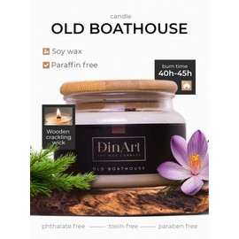Old Boathouse | Wooden Wick Candle | Hand-Poured Soy | Relaxing Scent | Long Lasting Burn | Thoughtful Gift Idea | 9 Oz (264g)