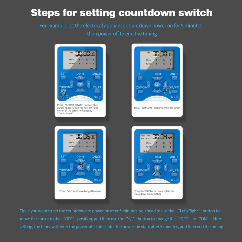 Timer Outlet, Digital Outlet Timer with Countdown/Repeat Cycle Intermittent, Indoor