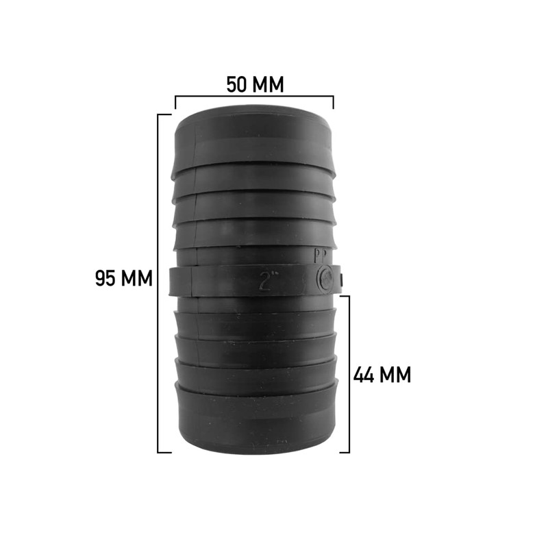 50mm (2") pond corrugated flexible pipe/hose joiner connector link/hydroponics fitting