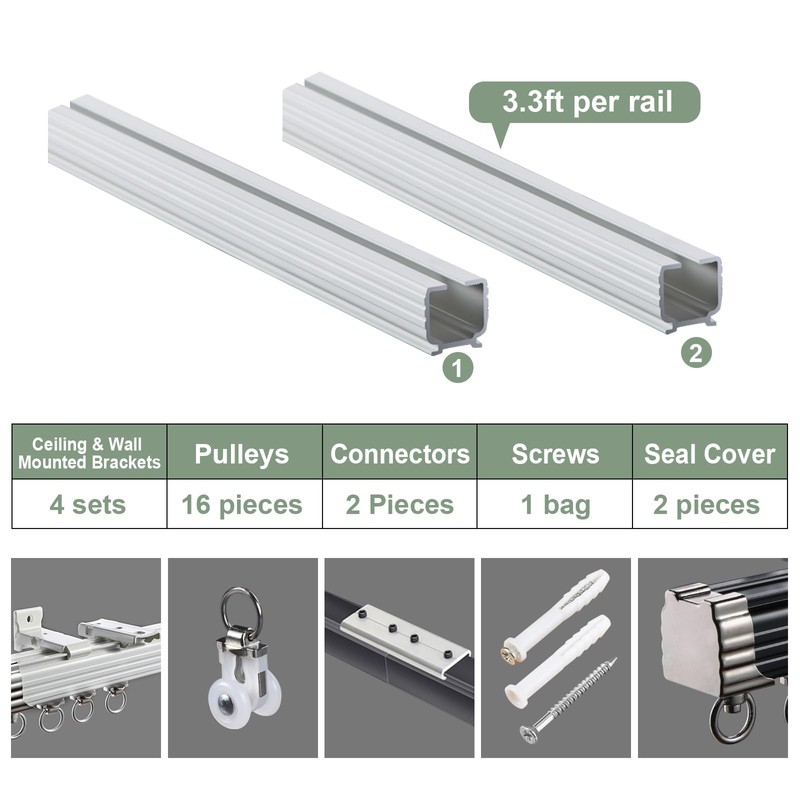 ZSHINE Curtain Single Tracks Ceiling or Wall Mounting Heavy-Duty Curtain