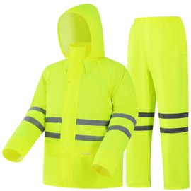 Waterproof Rain Suits, Rain Gear for Men Women Outdoor Rainwear Fishing Rain Jacket and Rain Pants(Yellow,XX-Large)