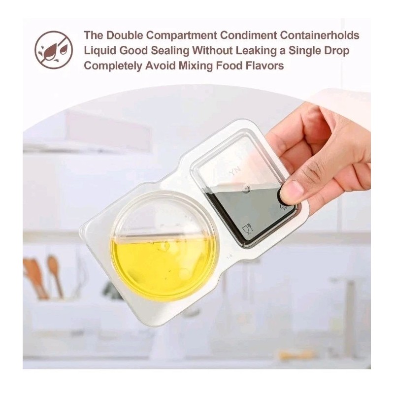 Unbranded 10 Pack Double Compartment Condiment Container with Lids -