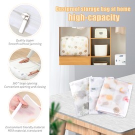 JSMTKJ Pack of 3 Storage Bags, Foldable Storage Box for Duvet, Bed Linen, Transparent Carry Bag with Sturdy Zip, White