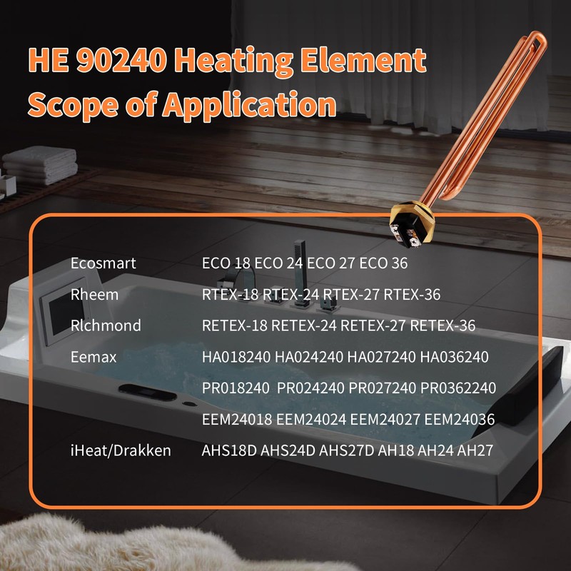 3PCS He 90240 Water Heater Heating Element 240v 9000w Heating