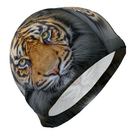 Dallonan Swimming Cap Animal Tiger Unisex Adult Swim Cap Polyester