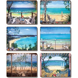 Cinnamon Coastal Verandahs Coasters 6 Pieces Set