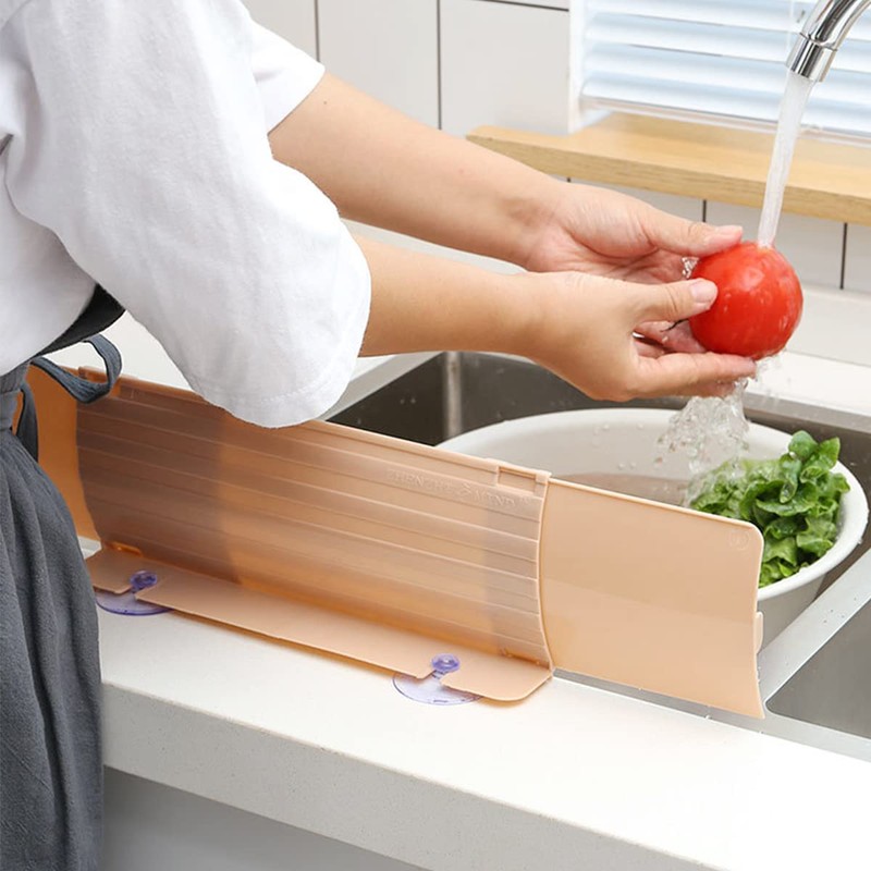 DOERDO Sink Water Splash Guard with 6Pcs Attached Sucker, Sink