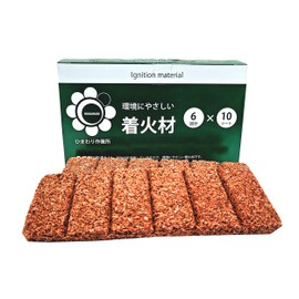 Himawari no Kai Fire Starter, Fire Starter, 6 Times x 10 Sheets, Pellet Stove, Camping, Outdoors, Wooden Color (Color May Vary by Lot), 1 Box