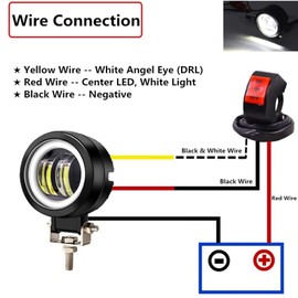 YnGia 2PCS Motorcycle Led Headlight Round Motorcycle Spotlights Fog Light with White Angel Eye DRL White Light Waterproof Driving Running Light 12V 24V for Off-road Truck Marine