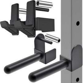Kipika J-Hooks for Squat/Power Rack, Weight Plate Holder Set for 3" x 3" Power Rack with 5/8" or 1" Hole, Heavy Duty J-Cups Barbell Holder & Weight Storage - Fits Standard 2-inch Weight Plates (D- for 3x3 Rack with 5/8" or 1" Hole + 2" Plates)