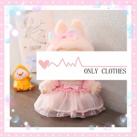 Doll Clothes Set for 15cm/17cm LB Dolls, Princess Dress with Hair Accessory (03.Pink (Hair Flowers+Dress))